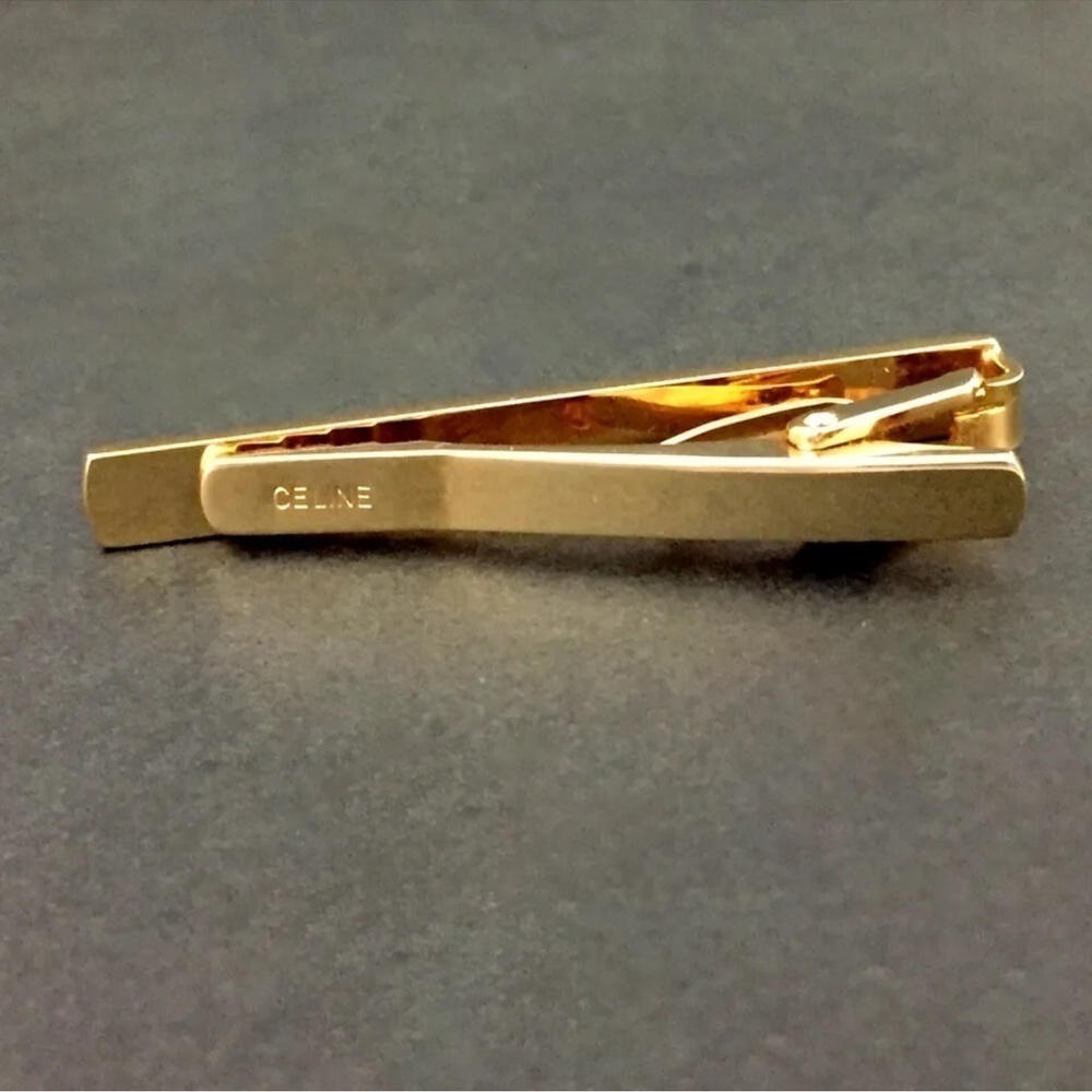 CELINE HORSE CARRIAGE GOLD AND SILVER TONE TIE PIN TIE CLASP - Picture 4 of 6